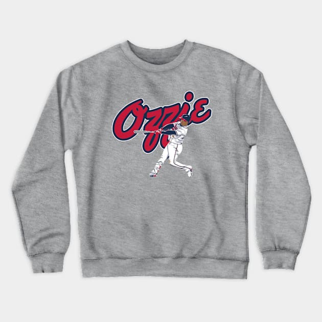 Ozzie Albies Slugger Swing Crewneck Sweatshirt by lavonneroberson